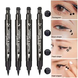 Eyeliner 2 In1 Eyeliner Stamp Eye Wing Stamp Starry Liquid Eyeliner Pencil Stamp Triangle Seal Eye Liner Waterproof Quick Dry Cosmetics