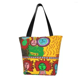 Shopping Bags Kawaii Printing Yayoi Kusama Art Tote Bag Durable Canvas Shoulder Shopper Handbag