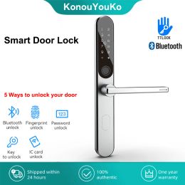 Control Bluetooth Smart Door Lock for TTLock Fingerprint Locks Digital Password RFIC Card Keyless App Unlock Electronic Lock Smart Home