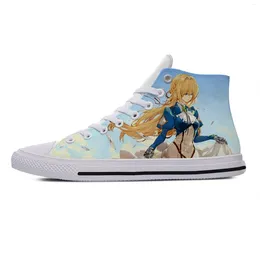 Casual Shoes Summer Women Men Anime Violet Evergarden Kwaii Fashion Lightweight Canvas High Top Classic Board