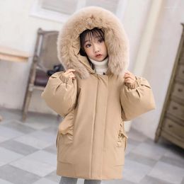 Down Coat Children 's Jacket Long 2024 Girls Western Style Fashion Zhong Da Tong Winter Clothing Thickened Parka