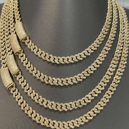 Hip Hop Rapper Cuban Link 8mm 10mm Double Row Moissanite Iced Out Cuban Link Chain Necklace