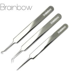 Brainbow 3pcPack Blackhead Tweezers BlackheadBlemish Removers Point Bend Gib Head Comedone Acne Extractor Makeup Tools8510112