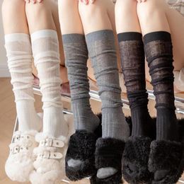 Women Socks 1/2pairs Lolita Long Loose For Japanese Black White Sweet Soft Y2K Korean Mesh Breathable Lace Stockings Leg Warmer