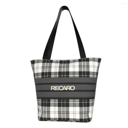 Shopping Bags Kawaii Scottish Tartan Plaid Recaros Tote Recycling Canvas Groceries Shoulder Shopper Bag