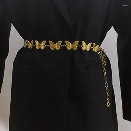 Belts Fashion Gold Chain Belt Female Waist Adjustable Punk Silver Metal Butterfly Desinger For Women High Quality
