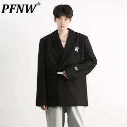 Men's Suits PFNW Niche Design Decoration Suit Jackets Shoulder Pad Male Casual Balzer Vintage Stylish 2024 Spring Trendy Tops WYF3103