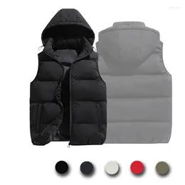 Men's Vests Men Trendy Sleeveless Down Thermal Hooded Jackets Zipper Outdoor Winter Casual Waistcoat Windproof Jacket