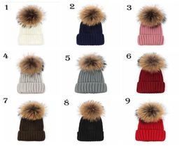 Quality Removable Real Mink Fox Fur Pom Poms Ball Acrylic Beanies Winter Warm Plain Hats Adults Slouchy Mens Womens Snow Warm Hat 3646866