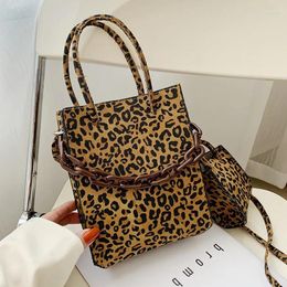 Shoulder Bags 2 Pcs Set Fashion Women's Korean Handbag And Purses Leopard Print Chain Ladies Crossbody Summer 2024