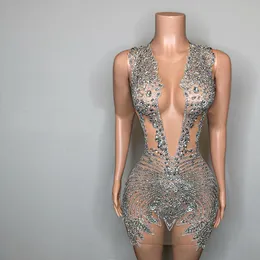Sexy Rhinestones Short Prom Dresses For Black Girls Birthday Cocktail Party Outfit See Through Sequin robes de soiree