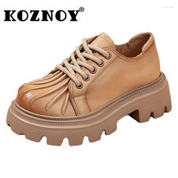 Casual Shoes Koznoy Chunky Sneakers Women 6cm Cow Genuine Leather Platform Wedge 2024 Lace Up Moccasins Fashion Autumn Spring Designer