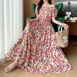 Urban Sexy Dresses Romantic Bohe Sweet Korea kommenterade många klänningar midi klänningar färgglada blommor axlar unga kvinnors kläder eleganta och unika y240420