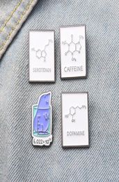 Alloy Square Black White Letter Brooches Chemical Equation Paint Lapel Pin Unisex Mouse Clothes Backpack Badge Jewellery Accessories7915305