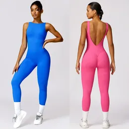 Active Sets One-piece Seamless Sport Yoga Jumpsuit Sexy Back-vnBodycon Workout Clothes For Women Outfit Fitness Gym Set Sportwear Tracksuit