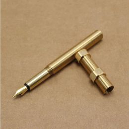 Pens Creative Screw Shape Brass Fountain Pen Natural Colour 0.5mm Plated Nib Pen For Business and School as Luxury Gift Customed