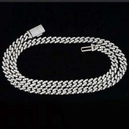 Top Quality Hip Hop Iced Out Moissanite Link 925 Sliver Gra Vvs 14mm Cuban Chain Necklace for Men