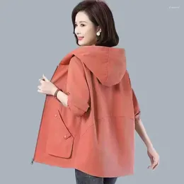 Women's Trench Coats 2024 Spring Autumn Women Jacket Fashion Loose Oversize Versatile Female Hooded Windbreaker Coat Outerwear Gabardina
