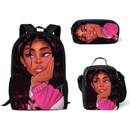 School Backpack For Kids Black Art African Girl Printing 3pcsset Bags Children Primary Book Bag 20219778935