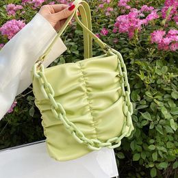 Shoulder Bags Summer Brand Designer Luxury Ladies Bucket PU Bag Handbag Large Capacity Messenger Crosssbody Female Fold