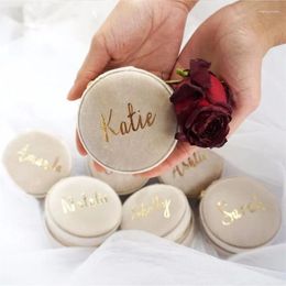 Storage Bags Mini Round Jewellery Case Italian Velvet Travel Holiday & Christmas Gift Personalised Gifts Earring Ring Box