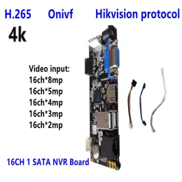 Lens 16CH NVR Board 4K 8mp onvif Ultra H.265 for ip camera network vedio recorder CMS p2p mobile monitor Max 10TB HDD