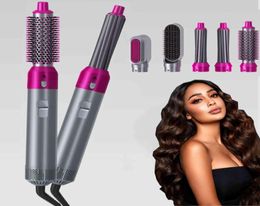 New Air 5 In 1 Curling Iron Heat Brush Straightener Blow Dryer Comb Electric Hairdryer Set5697801