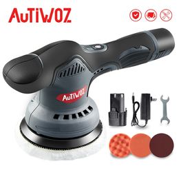 AUTIWOZ Cordless Car Polishing Machine Wireless Car Polisher 5800rpm Brushless Dual Action Car Polish Machine With 12V Battery 240409