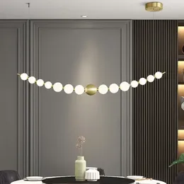 Chandeliers Modern Nordic Creative LED Chandelier Copper Luxury Dining Room Kitchen Island Long Hanging Lamp Restaurant Bar Coffee Luminaire