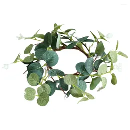 Decorative Flowers Eucalyptus Wreath Rings Small Greenery Plant Silk Leaf Wreaths Tabletop Artificial Leaves Holder