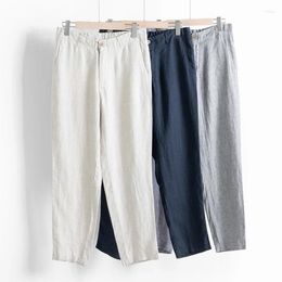 Men's Pants Mens Casual Premium Linen Loose Fit Straight-Legs Elastic Drawstring Waist Summer Beach Yoga Long