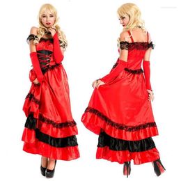 Stage Wear Spanish Gypsy Bullfighting Dance Flamenco Dress Vintage Sexy Red Big Swing Women Show Fancy Halloween Costumes