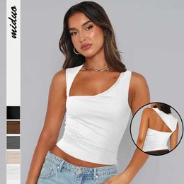 Women's Tanks Camis Newly 2024 Slveless Summer Crop Top White Black Casual Basic T Shirt Hot Girl Cut Out Sexy Tank Top Camisole Y240420