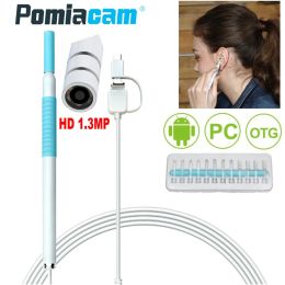 Cameras 1.3MP Ear Cleaning Endoscope 3 In 1 USB HD Visual Ear Spoon 5.5mm Mini Camera Android PC Ear pick Otoscope Borescope Camera I98