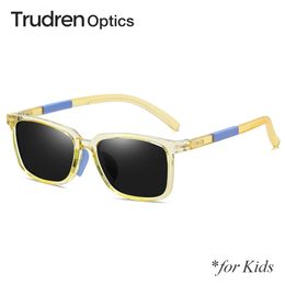 Trudren Kids TR90 Unbreakable Rectangular Sunglasses for Children Boys UV400 Polarized Sun Glasses Flexible Spring Hinges 2002 240412