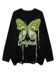 Men's Sweaters Round Neck Sweater Couple Top Pullover Loose Mid-Length Fashionable Casual Butterfly Jacquard LongSleeve Sense Spring And