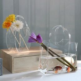 Acrylic Bag Vase Creative Transparent Hydroponic Vase Desktop Small Fish Tank Flower Pots Fashion Street S Props 240415