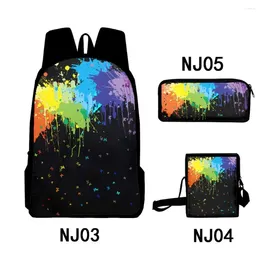 Backpack Harajuku Abstract Patterns 3D Print 3pcs/Set Pupil School Bags Laptop Daypack Inclined Shoulder Bag Pencil Case