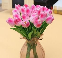 10PCSLot PU Mini Tulip Flower Real Touch Wedding Flower Bouquet Artificial Silk Flowers for Home Party Decoration ZiLe3937417