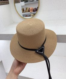 Luxury designer bucket hat cap Wide Brim Hats weaving process solid Colour metal triangle logo seven Colours optional flat top5782480