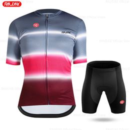 Raudax Womens Cycling Jersey Set Summer AntiUV Bicycle Clothing QuickDry Mountain Female Bike Clothes 240410