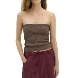 Women's Tanks Camis ALLUKASA y2k Crochet Knit Crop Top 2000s Women Solid Colour Slveless Off Shoulder Strapless Tanks Slim Backless Vest Strtwear Y240420