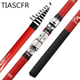 Accessories Portable Rotary Fishing 3.6m4.5m5.4m6.3m Fishing Rod Tough Carbon Fibre M Power Telescopic Travel Sea Boat Rock Fishing Rod