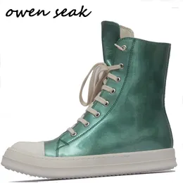 Casual Shoes Owen Seak Men Canvas Fashion Luxury Trainers Ankle Boots Lace Up Women Sneakers Brand Zip High-TOP Flat