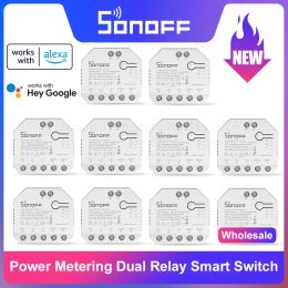 Control 120pcs Sonoff Dualr3 Dual Relay Module Diy Mini Power Metering Smart Switch Two Way Smart Home Control Via Ewelink Alexa Google