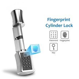 Control Biometric Fingerprint Smart Cylinder Lock European Electronic Door Lock Digital Keypad Code Keyless Lock For Home Apartment