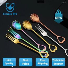 Spoons 1PCS Kitchen Tableware Stainless Steel Donuts Candy Spoon Forks Cake Coffee Honey Soup Stirring Ice Cream
