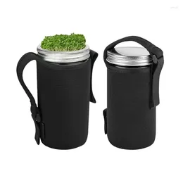 Storage Bottles Wide Mouth Mason Jar Sleeve 2PCS Foldable Elastic Bags Portable Blackout Sleeves With Handle Black Bottle For 24o