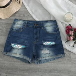 Women's Jeans Women Summer Short Sexy Slim Hole Shorts Denim Pants Pockets Cut Distressed Frayed Stretch Streetwear