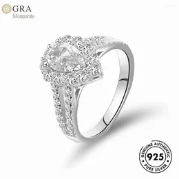 Cluster Rings Engagement Jewelry Women With Pear Shape 5 8mm 1.0ct Moissanite Diamond Ready For Ship